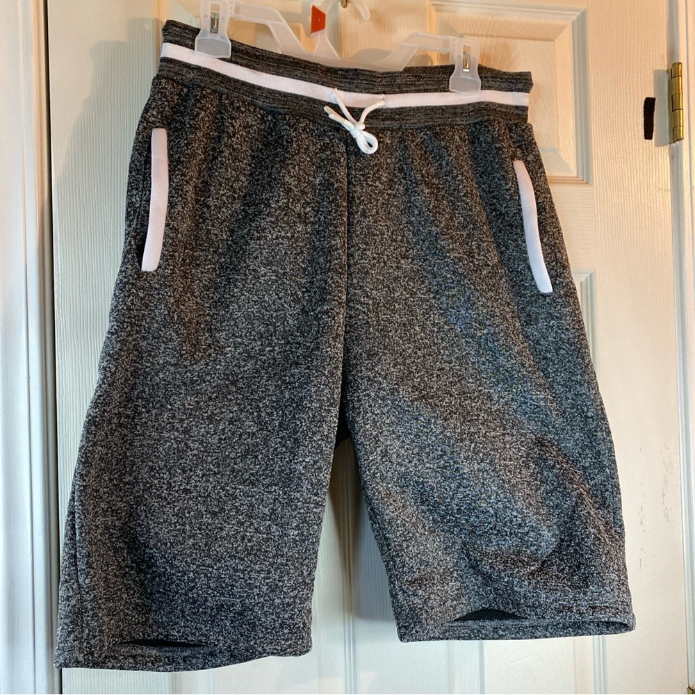 Reset Mens M Fleece Shorts Athletic Pockets Drawstring Elastic Waist Gray Relax
